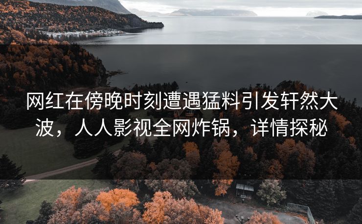 网红在傍晚时刻遭遇猛料引发轩然大波，人人影视全网炸锅，详情探秘